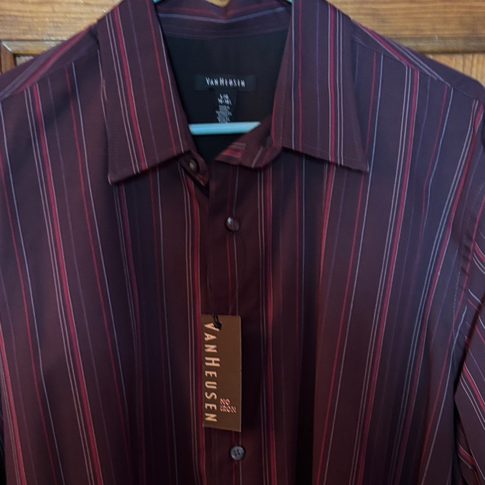 Van Heusen Men's Dark Brown Pinstripe Shirt